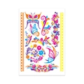 Waterproof temporary butterfly and flower tattoo stickers in vibrant colors, model QMYG18 - Fluorescent QMYG-018