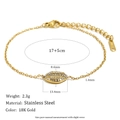 Bracciale in acciaio inossidabile placcato oro 18 carati con ciondolo ovale di cristallo - Stile Conchiglia