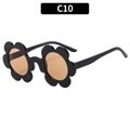 Flower-shaped children's sunglasses with black frame and orange lenses, style C10 - Glossy Black Frame Tea Lens