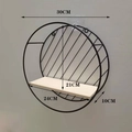 Modern black circular iron wall shelf with wood base measuring 30cm for home decor - Black Grid Round