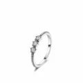 Minimalistische S925 sterling zilveren sterring met drie zirkonia sterren en kralenband - US Maat 5 / Drie Sterren Kraaltjes Textuur Stijl (RHR615) / Zilver