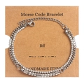 Detail of Morse code bracelet featuring double layers with sparkling crystal rhinestones - BFF Silver