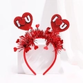 Red glitter heart headband with fringe and I Love You text for Valentine decoration - Red I❤️U Glitter Heart Headband (No. 9)