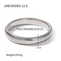 18K gold vintage textured silver bangle with square emerald zircon and size measurements - Silver 1.2cm Ribbed Style (JDB2305005-12-S)