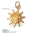 18K gold plated stainless steel sun pendant charm for jewelry making 18.5mm - Radiant Starburst Style (PJ541G)