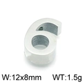 Silver steel number 6 pendant, size 12x8mm and weight 1.5g on white background - Number 6 (KLJ4363-Z)