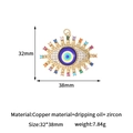 Golden 14K gold plated Evil Eye pendant with blue dripping oil and zircon inlays - Dark Purple