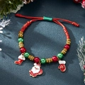 Bracciale natalizio regolabile con ciondoli di Babbo Natale, calza e fiocco in rosso e verde - Calza di Natale, Babbo Natale e guanto(BR23Y0628-2)