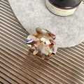 Mini acetate hair claw clip with brown marble pattern and high-gloss pearlescent finish - Rainbow
