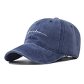 Berretto da baseball in cotone lavato blu navy con ricamo freedom e stile vintage - Regolabile / Blu navy