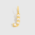 Golden round pendant with letter J and four white pearls for DIY jewelry making - Gold-J