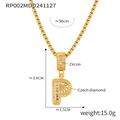 Gold plated letter P pendant necklace with sparkling zircon crystals and box chain dimensions - Letter P Necklace