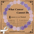 Pink and purple bead bracelet with silver awareness ribbon pendant and crystal spacers - Amethyst & Rose Quartz Bracelet