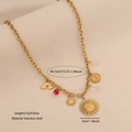 Collar de acero dorado con colgantes de sol, luna y arcoíris de estilo bohemio - Colgante de Gota de Sol Luna Arcoiris (1#)