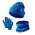 Conjunto de invierno para niños con gorro de punto azul, bufanda y guantes - Conjunto azul para niños