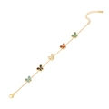 Bracciale dorato con cinque ciondoli a farfalla colorati e catenina estensibile regolabile - Bracciale / Oro