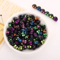 DIY black acrylic skull beads with colorful neon accents for creative jewelry making - 10x12mm Black With Colored Skull (50pcs)