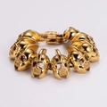 Bracciale punk da uomo in acciaio inossidabile dorato con maglie a forma di elmo spartano - Oro