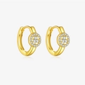 Elegant gold S925 sterling silver hoop earrings with clear crystal stones in a circular design - 18K Gold (Earrings - White Stone)