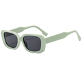 Vintage square frame sunglasses in light green with black lenses and double rivets - Green Frame Grey Lens