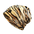 Bonnet beanie à rayures de tigre avec motif animal orange et noir sur fond blanc - M(56-58cm) / Beige (Motif Tigre)