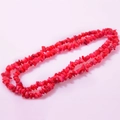 Handmade red natural agate stone chips necklace with irregular crystal beads design - Red