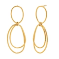 Orecchini a cerchio minimalisti a doppia maglia ovale in acciaio placcato oro 18K - Oro