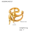 Irregular flowing lines ring in 18k gold plated titanium steel with a modern design - US 7 / Gold