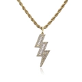 Pendentif éclair doré avec oxydes de zirconium sur une chaîne torsadée épaisse - Doré