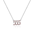 Silver gothic 555 necklace with micro-paved red zircons in Old English style - Platinum-555 (Red Zircon)