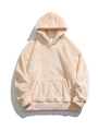 Beige oversized polar fleece hoodie with warm kangaroo pocket and cozy hood - S / Apricot