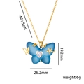 Minimalist titanium steel butterfly necklace with blue zircon pendant and gold chain - Blue