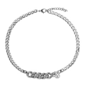 Collana a catena cubana in acciaio al titanio con strass brillanti e una perla - Collana d'Argento / Lunghezza della catena 45+5cm