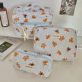 Lot de trois trousses de toilette à rayures bleues avec motifs d'ours mignons - Ours Rayé Bleu