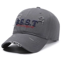 Berretto da baseball grigio scuro effetto invecchiato con ricamo BEST e dettagli vintage - Regolabile / Grigio