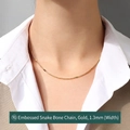 1.3mm width textured snake bone chain necklace in 18K gold plated titanium steel - Gold Textured Snake Chain 40+5cm