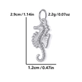Silver seahorse pendant in stainless steel with size and weight dimensions shown - Seahorse / Steel
