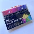 Sixty color dual tip brush pen set in a transparent carrying case with CE marking - 60 Colors Black Barrel Dual Tip PP Box
