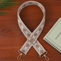 Adjustable wide woven shoulder strap with retro geometric jacquard pattern and gold hooks - Khaki
