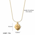 Dimensioni dettagliate della collana placcata oro 18k con ciondolo a croce colorata - Stile Medaglione Ovale con Croce (TN3096)