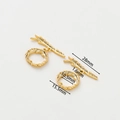 Detailed dimensions of 14k gold-plated OT toggle clasp showing 28mm length and 15.5mm diameter - 18K Round Feather OT Clasp - 2Pcs/Pack