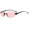 Y2K rimless oval sunglasses with pink lenses and black star detail in C3 style - Pink