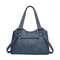 Borsa tote verde petrolio in similpelle con tasca frontale e tracolla regolabile - Blu