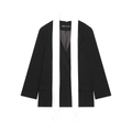 Chaqueta blazer negra de mujer con bufanda blanca en contraste y bolsillos laterales - XS / Blanco y Negro