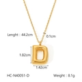 Dimensioni dettagliate della collana dorata con ciondolo a lettera D in titanio - Lettera D (HC-N40051-D)