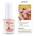 Macro detail of Misscheering 12ml nail strengthener bottle with before and after repair effects - B2 Nail Growth Base (For Soft/Thin Nails)