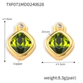 Eleganti orecchini in rame dorato con pietre di zircone verde quadrato per donna - Orecchini in zircone verde smeraldo dorati