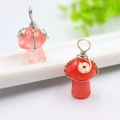 Pendentifs champignons faits main en quartz rose et agate rouge avec fil enroulé - Rouge Pastèque Ton Argent