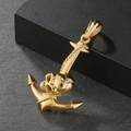 Punk-Stil goldener Anker-Totenkopf-Anhänger mit Seildetails aus Vintage-Edelstahl - Gold Totenkopf Anker (KP37966-D)