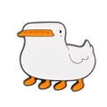 Badge mignon en émail canard blanc avec bec orange sur fond blanc impeccable - Oie Blanche Debout (xz6709)